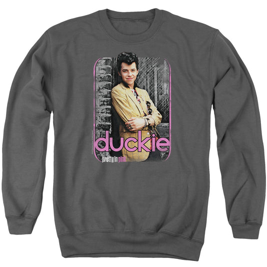 PRETTY IN PINK : JUST DUCKIE ADULT CREW NECK SWEATSHIRT CHARCOAL 2X