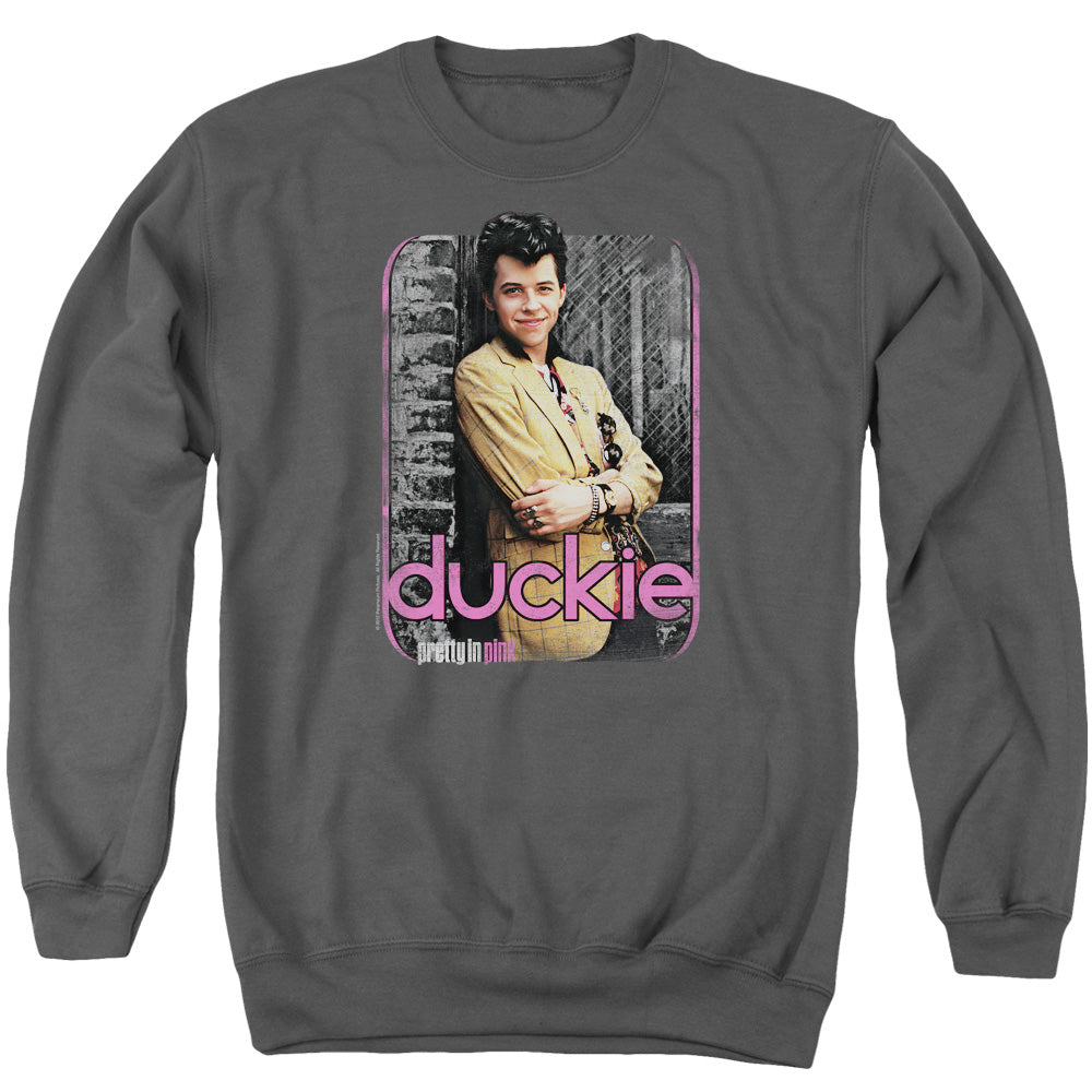 PRETTY IN PINK : JUST DUCKIE ADULT CREW NECK SWEATSHIRT CHARCOAL 3X