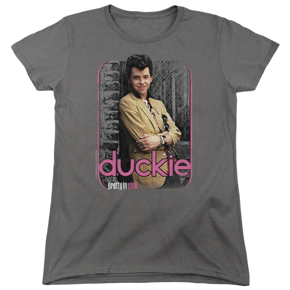 PRETTY IN PINK : JUST DUCKIE WOMENS SHORT SLEEVE CHARCOAL 2X