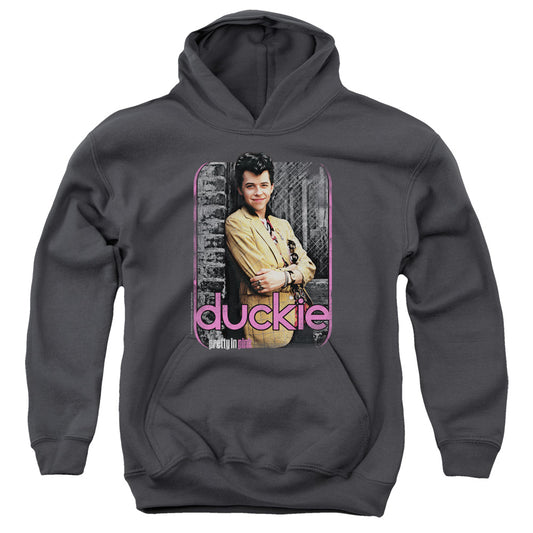 PRETTY IN PINK : JUST DUCKIE YOUTH PULL OVER HOODIE CHARCOAL XL