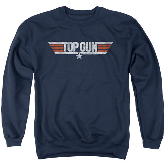 TOP GUN : DISTRESSED LOGO ADULT CREW SWEAT NAVY 2X