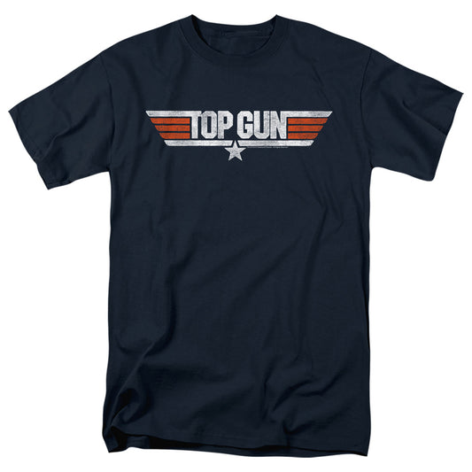 TOP GUN : DISTRESSED LOGO S\S ADULT 18\1 NAVY 2X