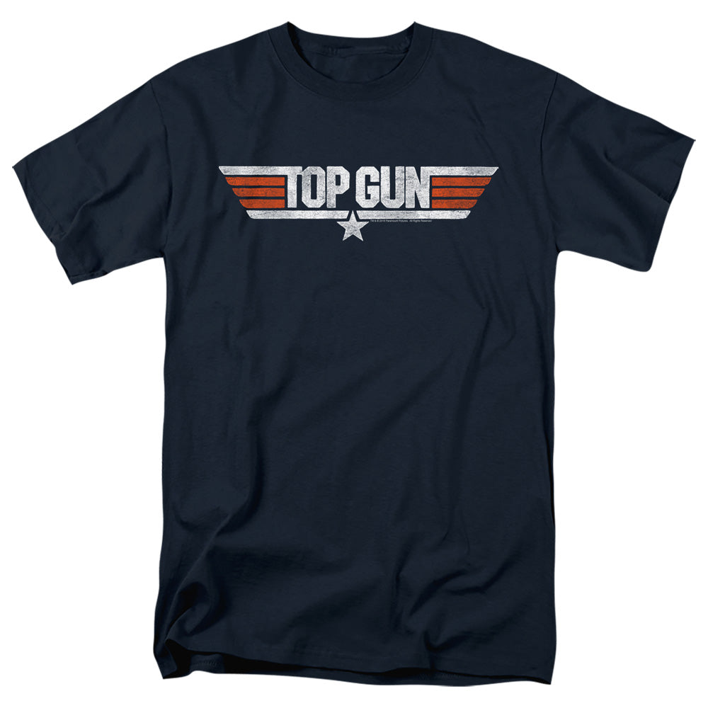 TOP GUN : DISTRESSED LOGO S\S ADULT 18\1 NAVY 3X