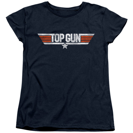 TOP GUN : DISTRESSED LOGO S\S WOMENS TEE NAVY 2X