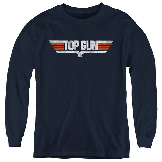 TOP GUN : DISTRESSED LOGO L\S YOUTH NAVY MD