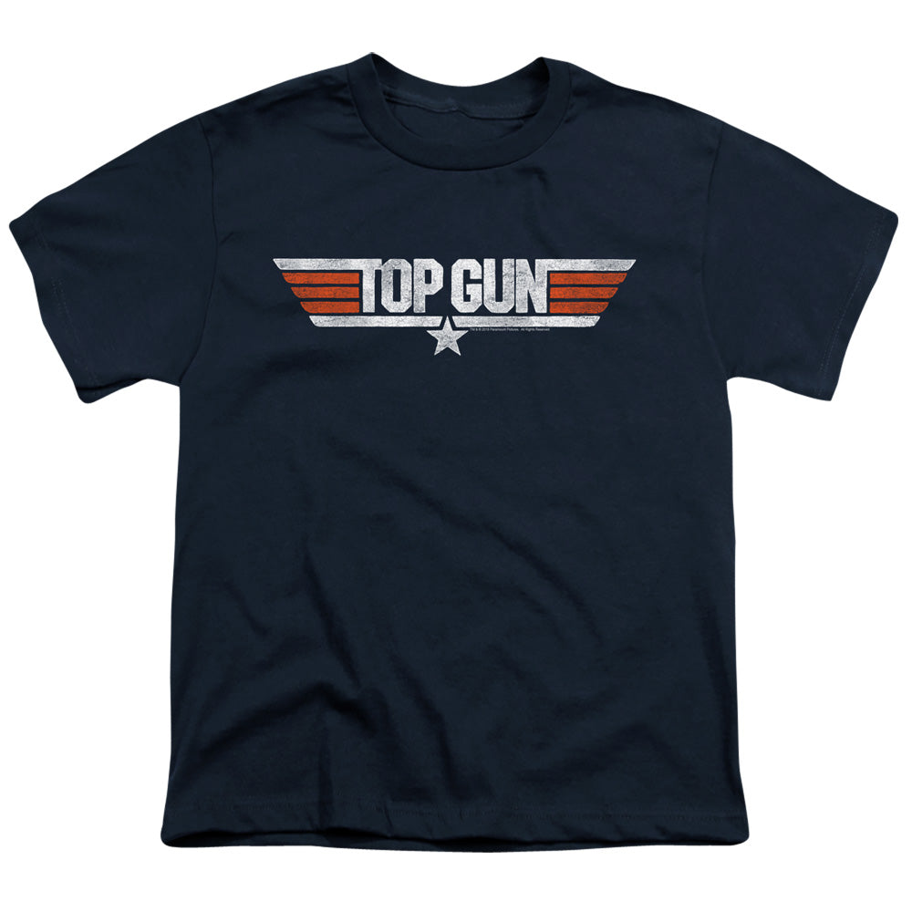 TOP GUN : DISTRESSED LOGO S\S YOUTH 18\1 NAVY LG