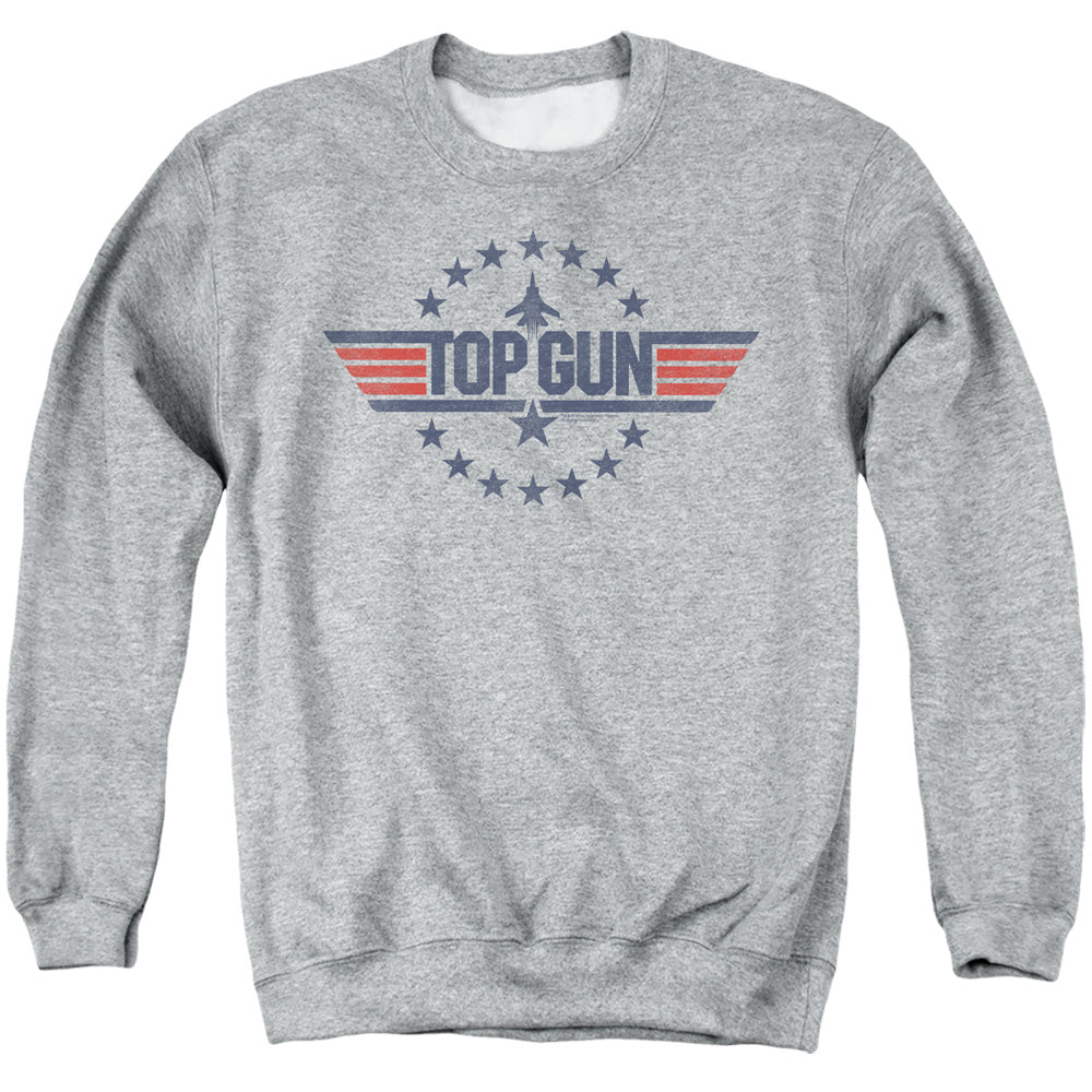 TOP GUN : STAR LOGO ADULT CREW NECK SWEATSHIRT ATHLETIC HEATHER SM