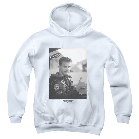 TOP GUN : MY WINGMAN YOUTH PULL OVER HOODIE WHITE MD