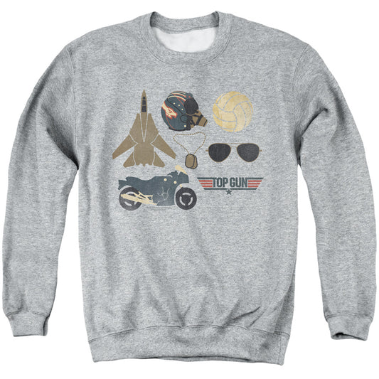 TOP GUN : ITEMS ADULT CREW NECK SWEATSHIRT ATHLETIC HEATHER LG