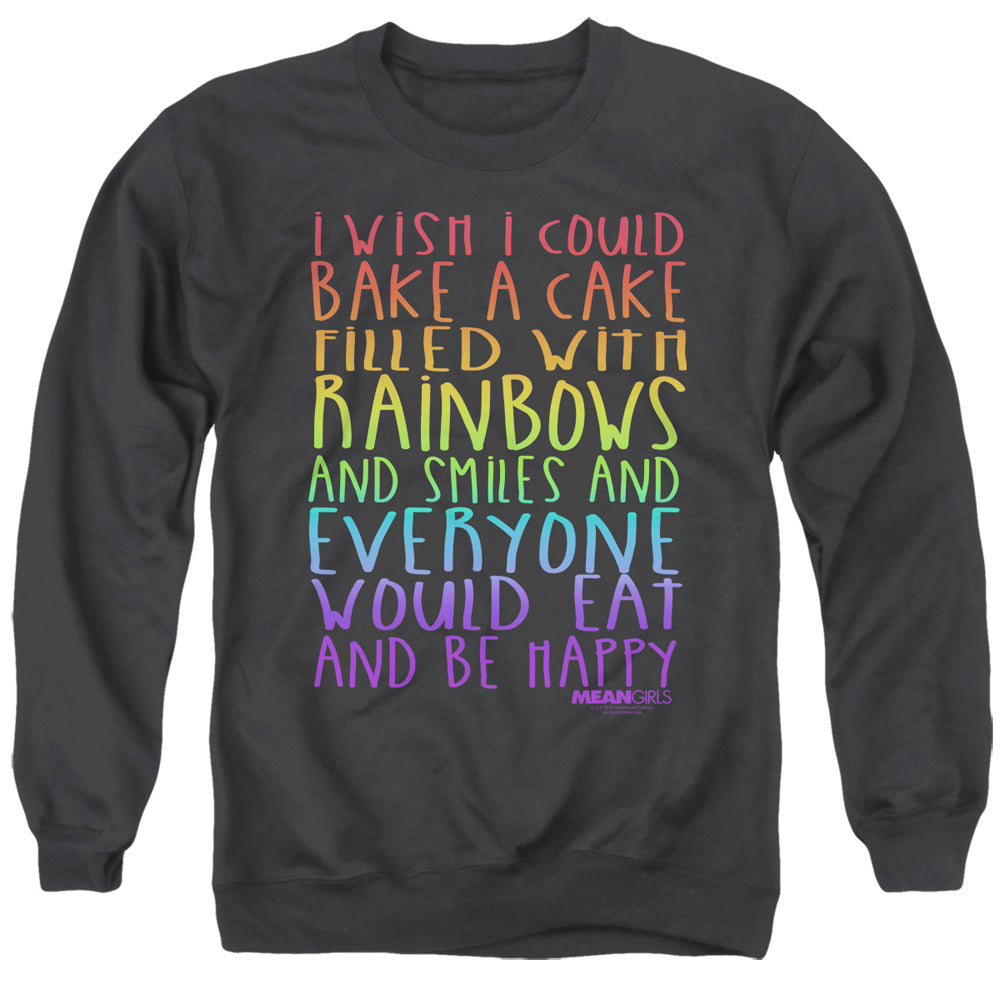 MEAN GIRLS : RAINBOWS AND CAKE ADULT CREW SWEAT Black 2X