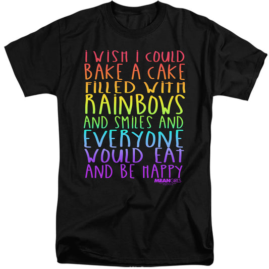 MEAN GIRLS : RAINBOWS AND CAKE ADULT TALL FIT SHORT SLEEVE Black 3X