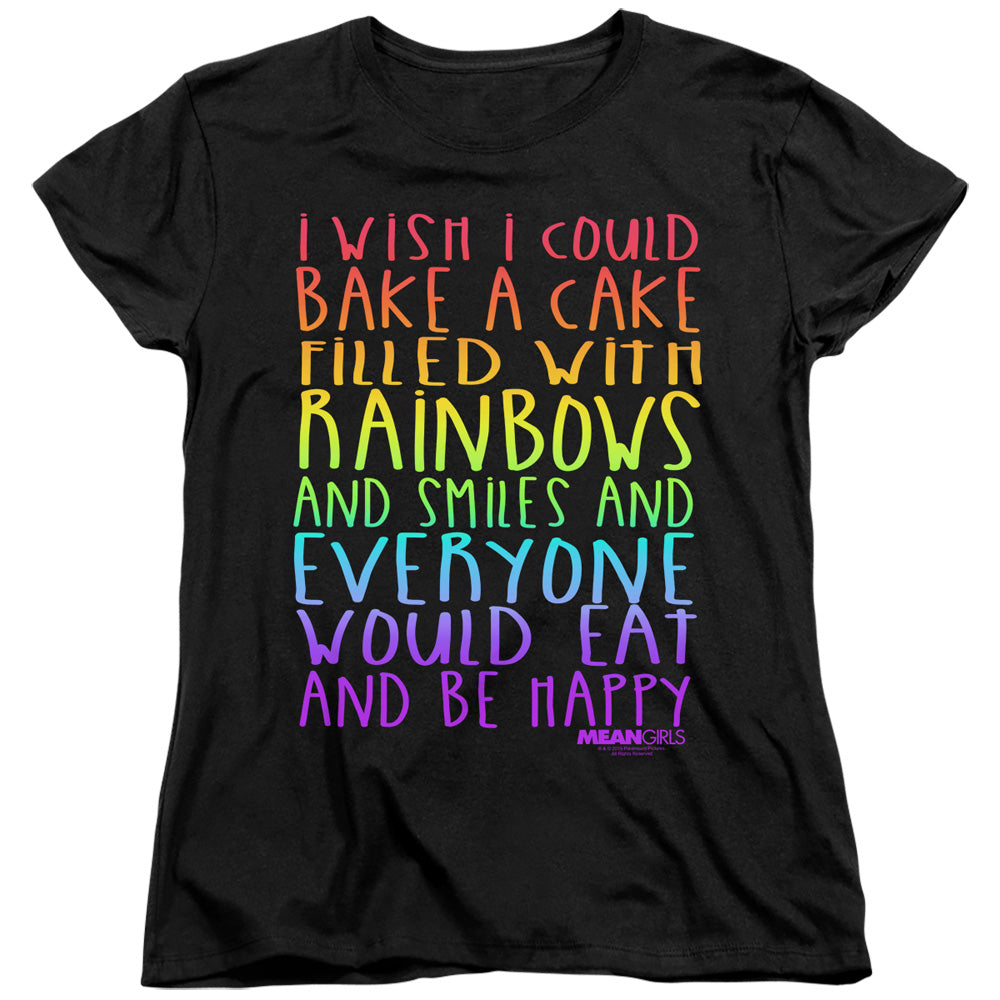 MEAN GIRLS : RAINBOWS AND CAKE WOMENS SHORT SLEEVE Black 2X