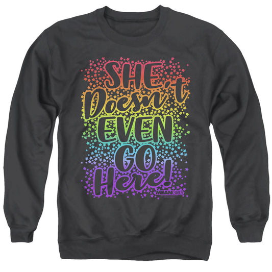 MEAN GIRLS : DOESN'T GO HERE ADULT CREW SWEAT Black LG