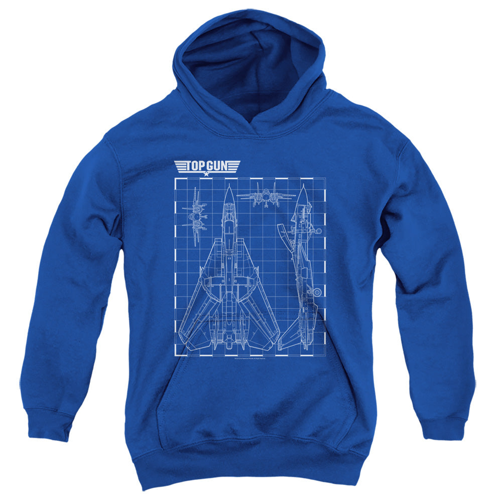 TOP GUN : SCHEMATIC YOUTH PULL OVER HOODIE Royal Blue LG