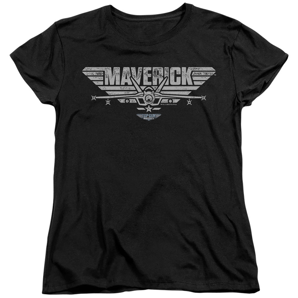 TOP GUN : MAVERICK : MAVERICK PLANE LOGO WOMENS SHORT SLEEVE Black 2X