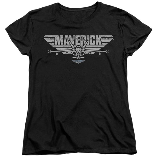 TOP GUN : MAVERICK : MAVERICK PLANE LOGO WOMENS SHORT SLEEVE Black LG