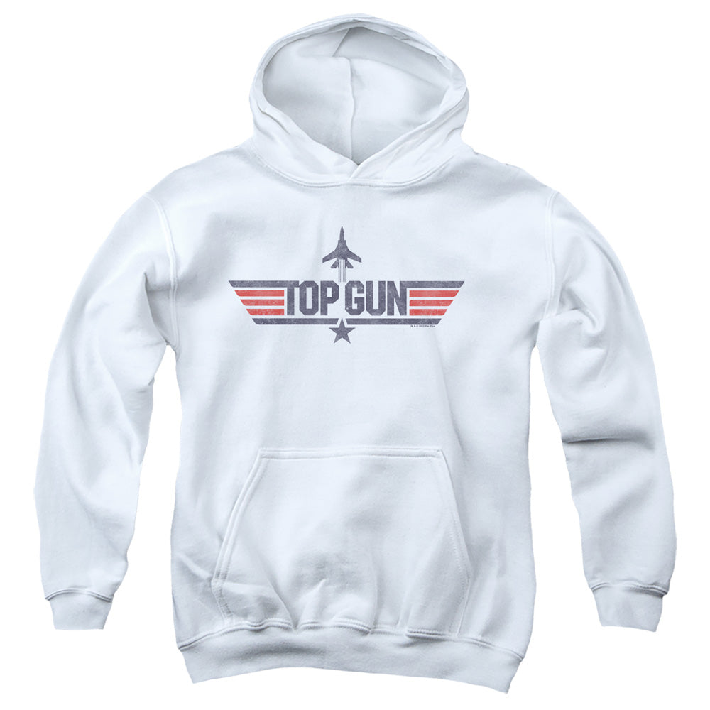 TOP GUN : LOGO WHITE YOUTH PULL OVER HOODIE White LG