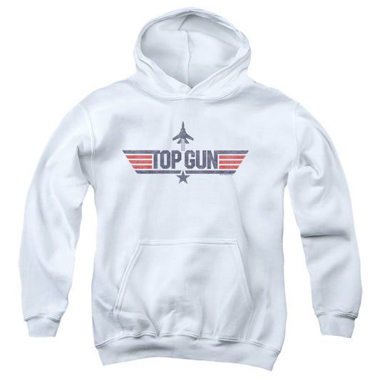 TOP GUN : LOGO WHITE YOUTH PULL OVER HOODIE White MD