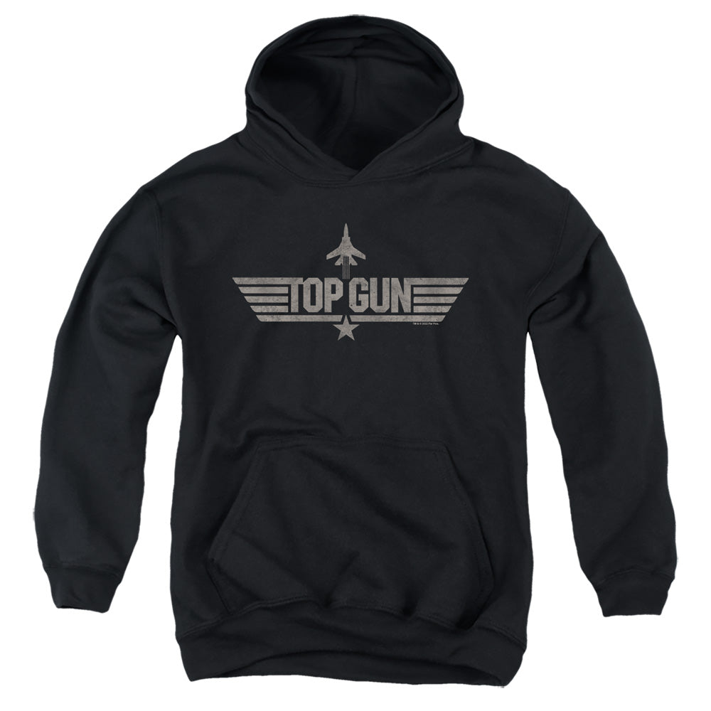 TOP GUN : MONOTONED LOGO YOUTH PULL OVER HOODIE Black LG