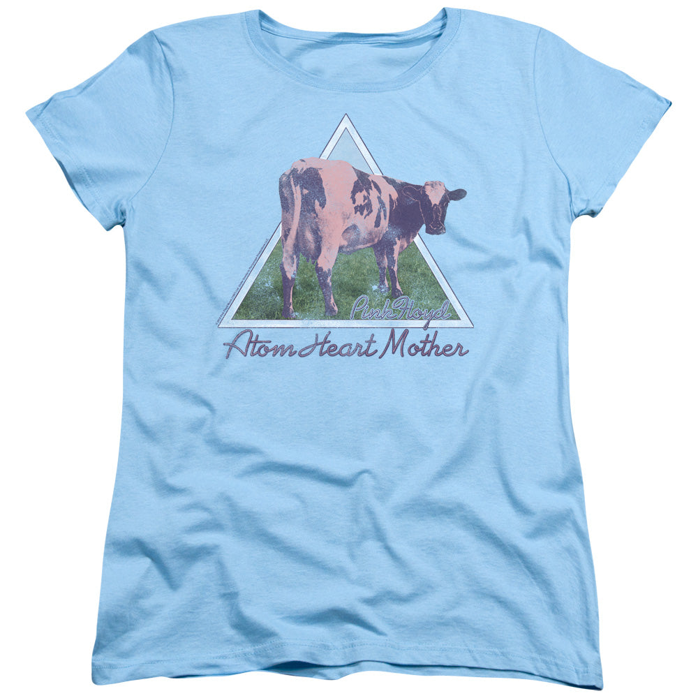 PINK FLOYD : ATOM MOTHER HEART PYRAMID WOMENS SHORT SLEEVE Light Blue LG