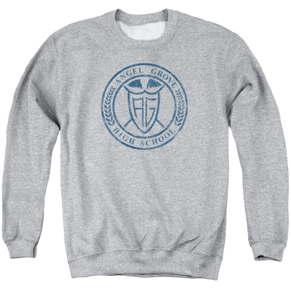 POWER RANGERS : ANGEL GROVE HS ADULT CREW SWEAT ATHLETIC HEATHER 2X