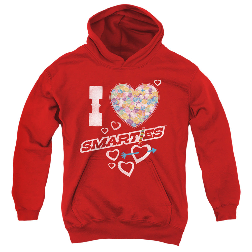 SMARTIES : I HEART SMARTIES YOUTH PULL OVER HOODIE RED LG