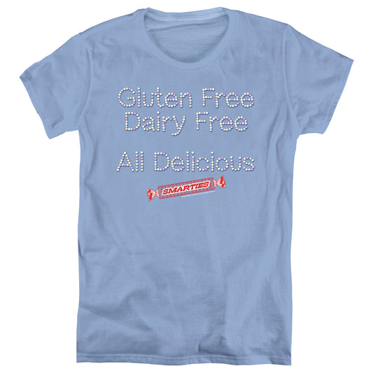 SMARTIES : FREE AND DELICIOUS WOMEN'S SHORT SLEEVE CAROLINA BLUE 2X