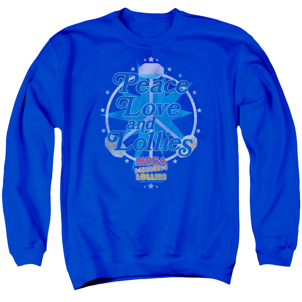 SMARTIES : PEACE LOLLIES ADULT CREW NECK SWEATSHIRT ROYAL BLUE 2X