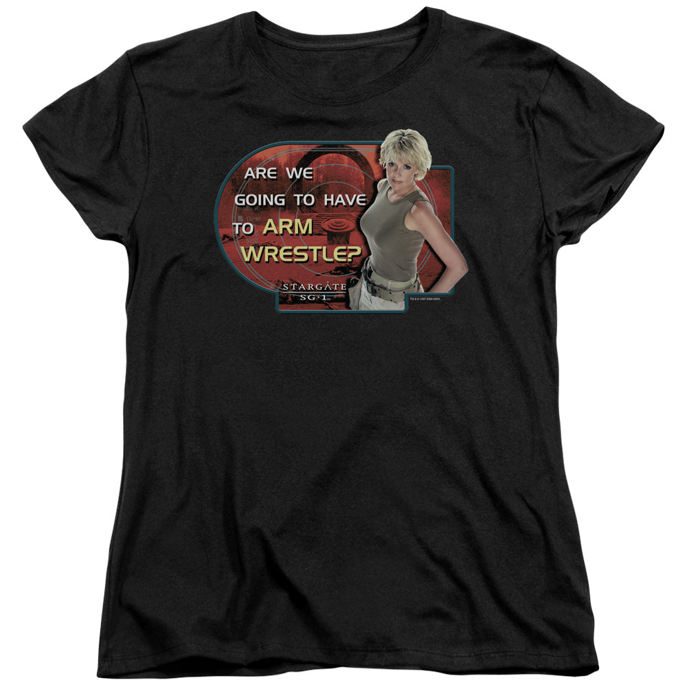 STARGATE SG1 : ARM WRESTLE S\S WOMENS TEE BLACK 2X