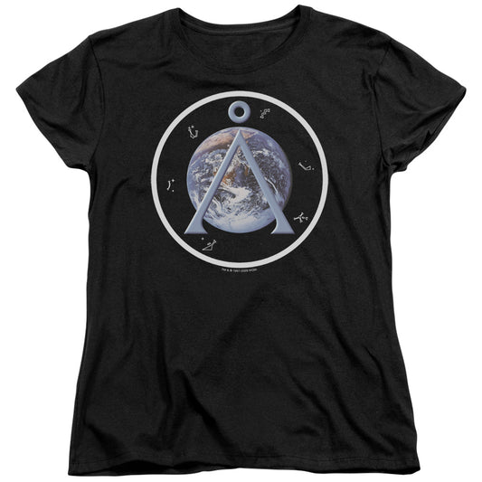 STARGATE SG1 : EARTH EMBLEM S\S WOMENS TEE BLACK 2X