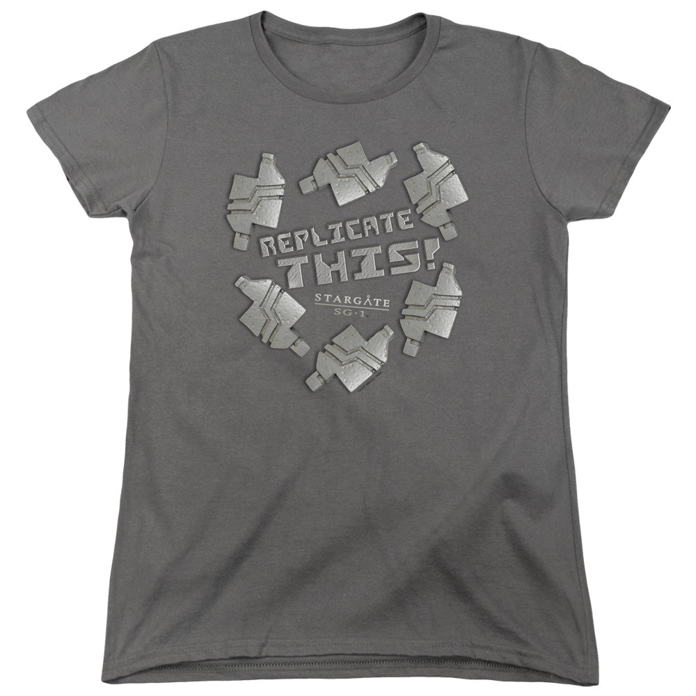 STARGATE SG1 : REPLICATE THIS WOMENS SHORT SLEEVE CHARCOAL 2X