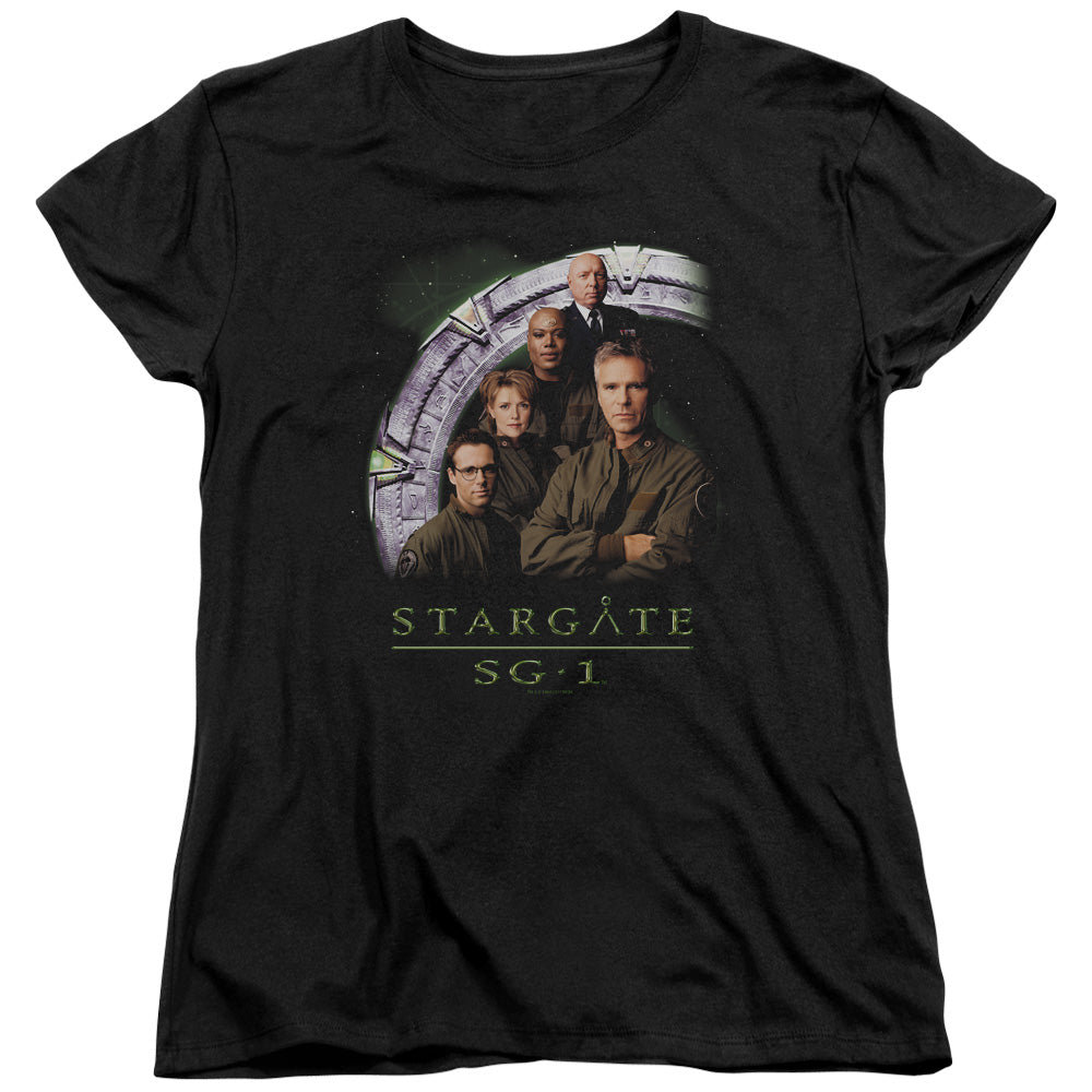 STARGATE SG1 : CAST STACKED S\S WOMENS TEE BLACK LG