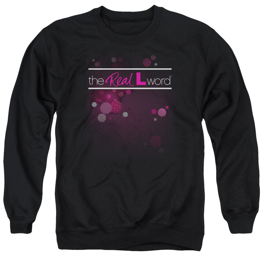 REAL L WORD : FLASHY LOGO ADULT CREW NECK SWEATSHIRT BLACK 2X