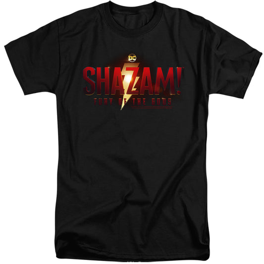SHAZAM FURY OF THE GODS : FURY OF THE GODS MOVIE LOGO ADULT TALL FIT SHORT SLEEVE Black XL