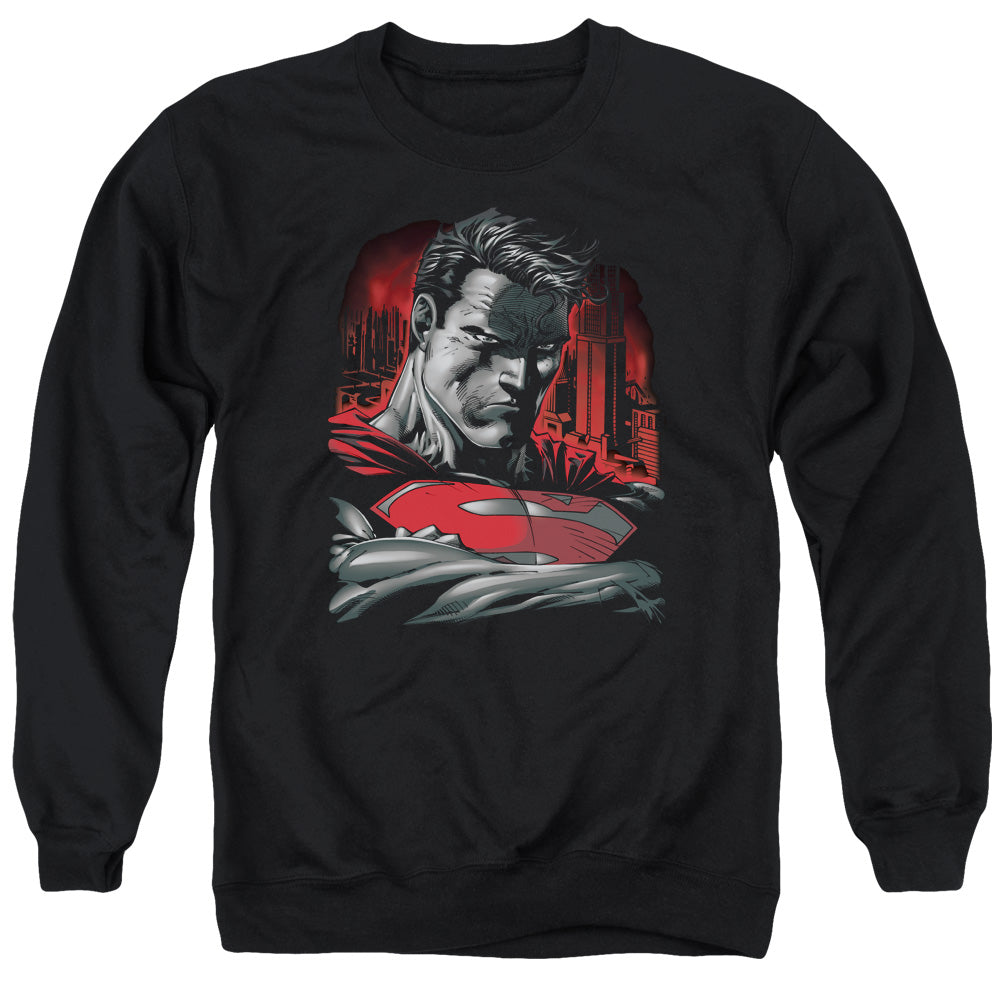 SUPERMAN : MAN OF STEEL ADULT CREW NECK SWEATSHIRT BLACK 2X