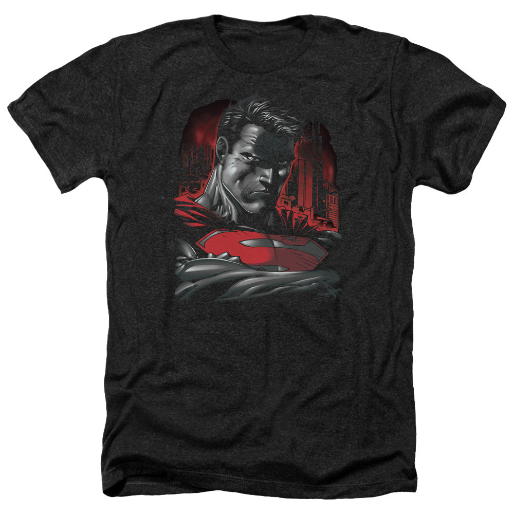 SUPERMAN : MAN OF STEEL ADULT HEATHER BLACK 2X