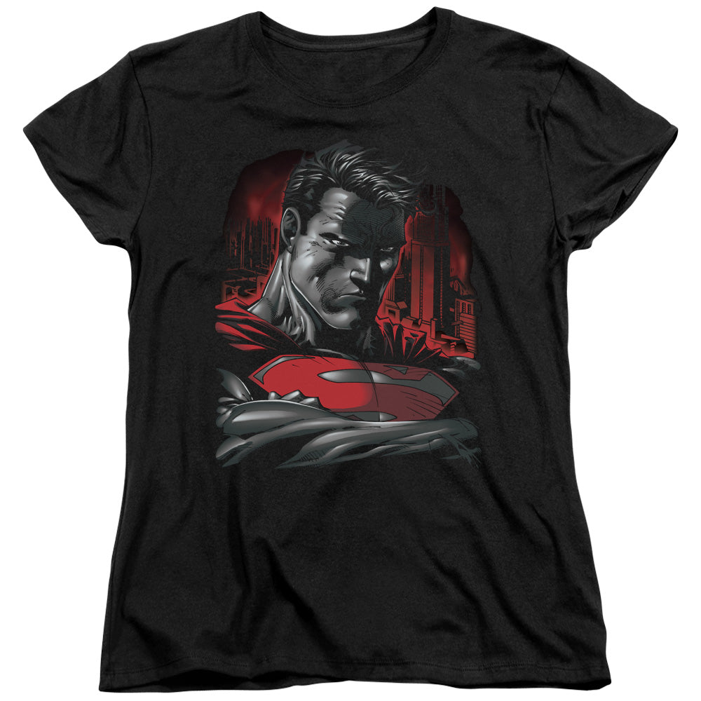 SUPERMAN : MAN OF STEEL S\S WOMENS TEE BLACK LG