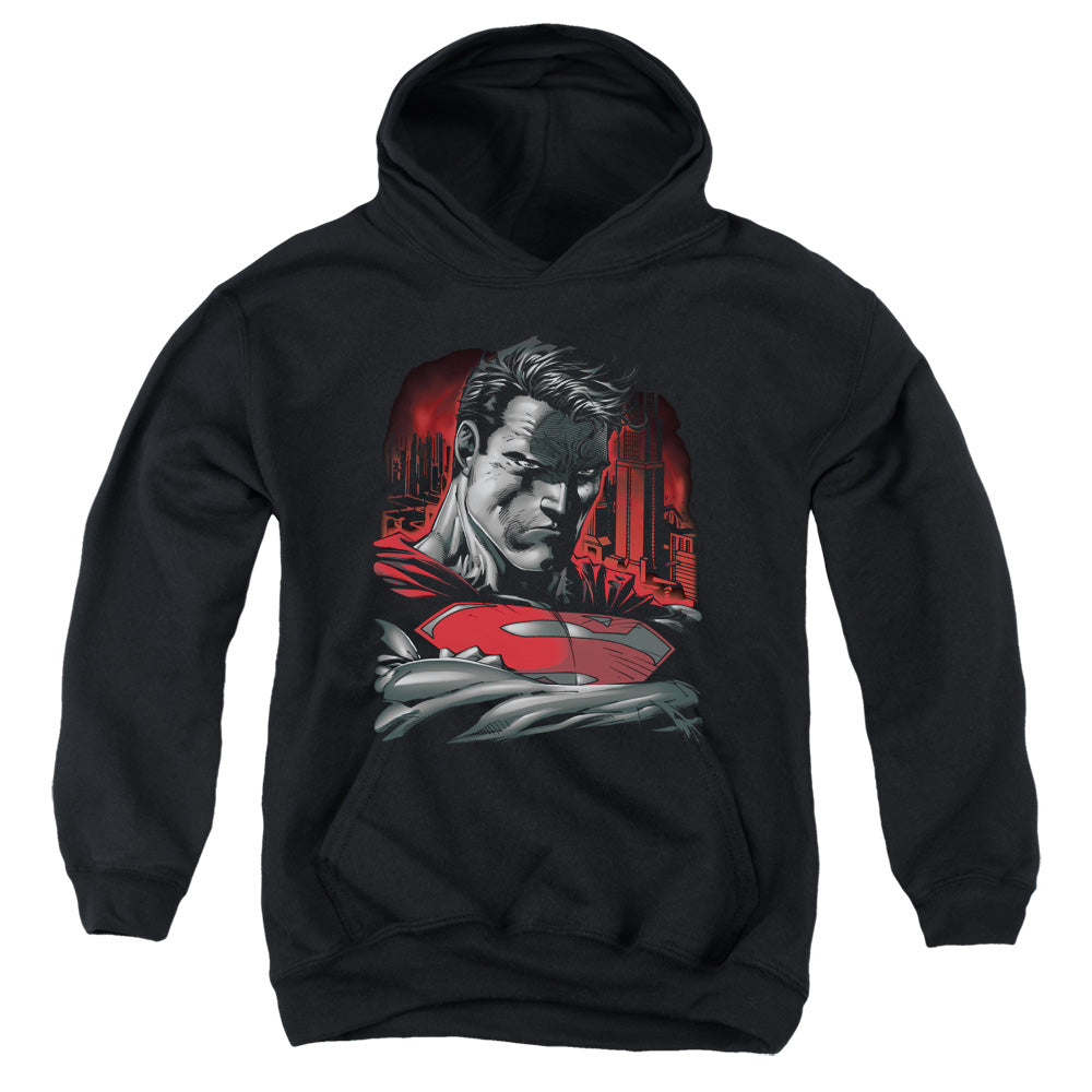 SUPERMAN : MAN OF STEEL YOUTH PULL OVER HOODIE BLACK LG