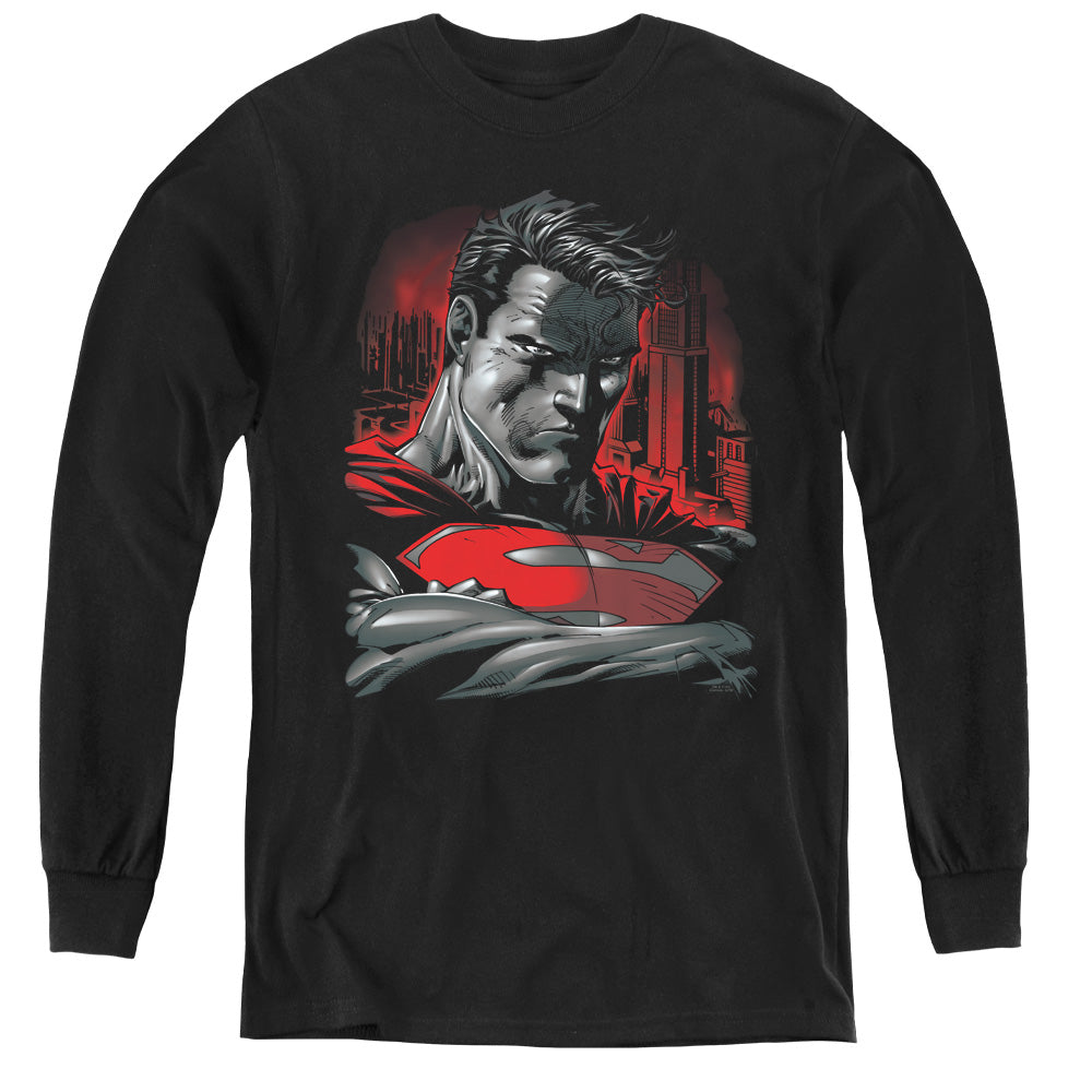 SUPERMAN : MAN OF STEEL L\S YOUTH BLACK LG