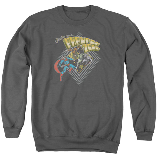 SUPERMAN : ZOD GREETINGS ADULT CREW NECK SWEATSHIRT CHARCOAL 2X