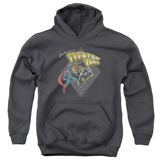 SUPERMAN : ZOD GREETINGS YOUTH PULL OVER HOODIE CHARCOAL LG