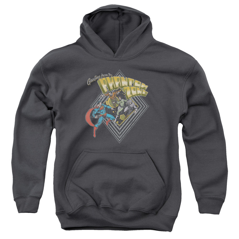 SUPERMAN : ZOD GREETINGS YOUTH PULL OVER HOODIE CHARCOAL SM