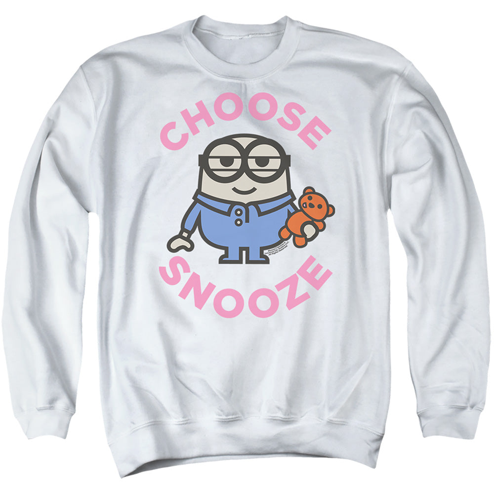 MINIONS : CHOOSE SNOOZE ADULT CREW SWEAT White LG