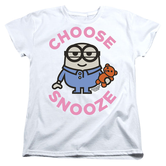 MINIONS : CHOOSE SNOOZE WOMENS SHORT SLEEVE White 2X