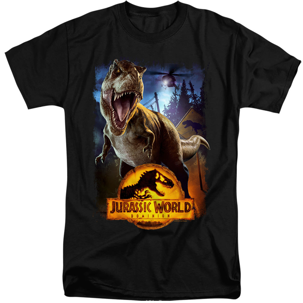 JURASSIC WORLD : NO MORE FENCES ADULT TALL FIT SHORT SLEEVE Black 3X