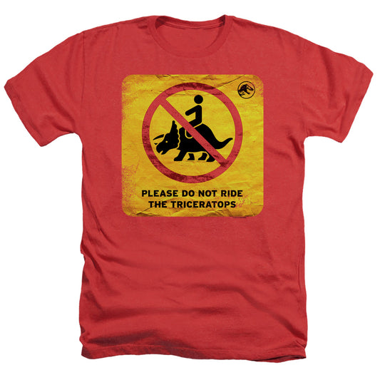 JURASSIC WORLD : DON'T RIDE SIGN ADULT HEATHER Red 2X