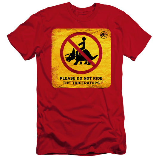 JURASSIC WORLD : DON'T RIDE SIGN  PREMIUM CANVAS ADULT SLIM FIT 30\1 Red 2X