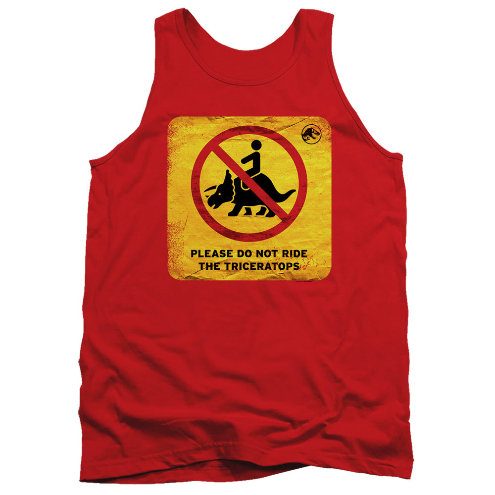 JURASSIC WORLD : DON'T RIDE SIGN ADULT TANK Red 2X