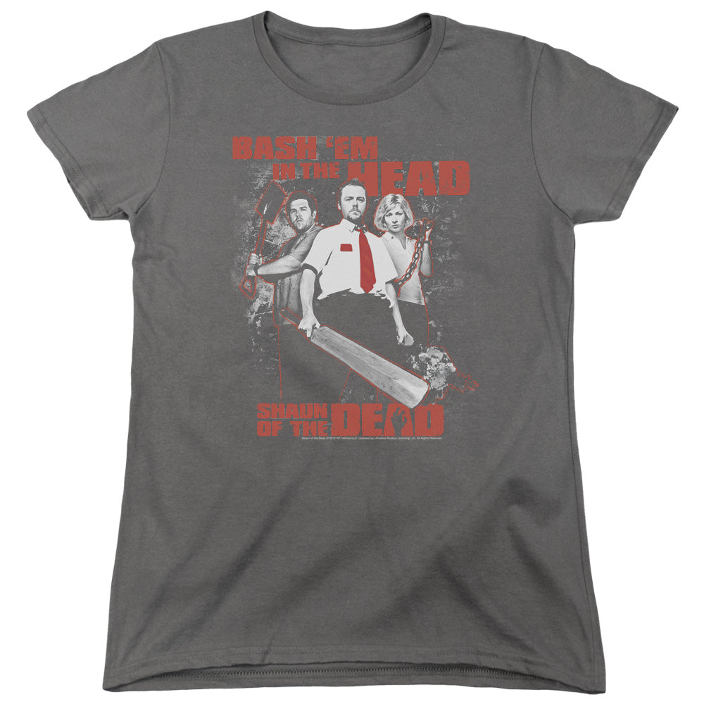 SHAUN OF THE DEAD : BASH EM WOMENS SHORT SLEEVE CHARCOAL 2X