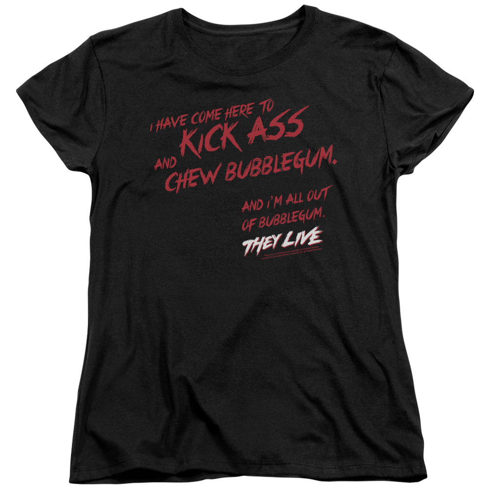 THEY LIVE : CHEW BUBBLEGUM S\S WOMENS TEE BLACK 2X